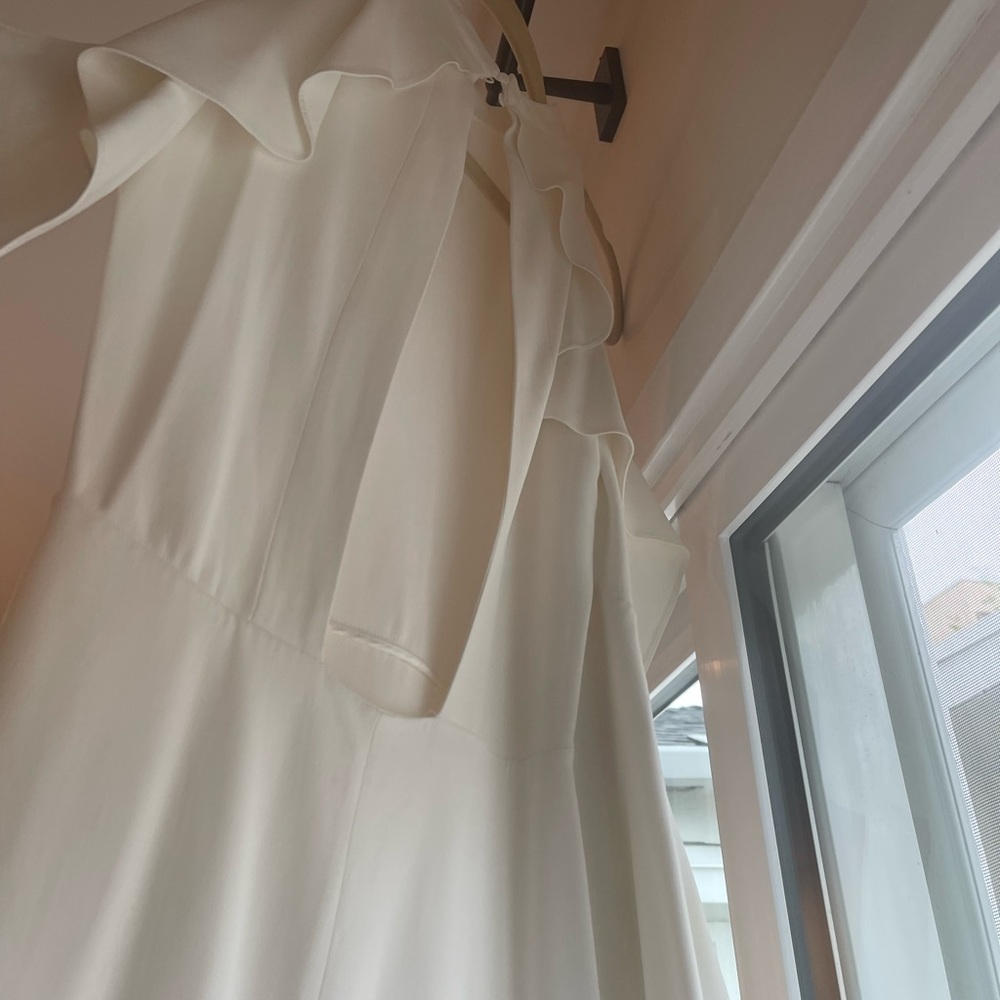 Rare Design, Zara Studio White Cold Shoulder Ruffle Sleeve Backless Midi Dress - Picture 10 of 12